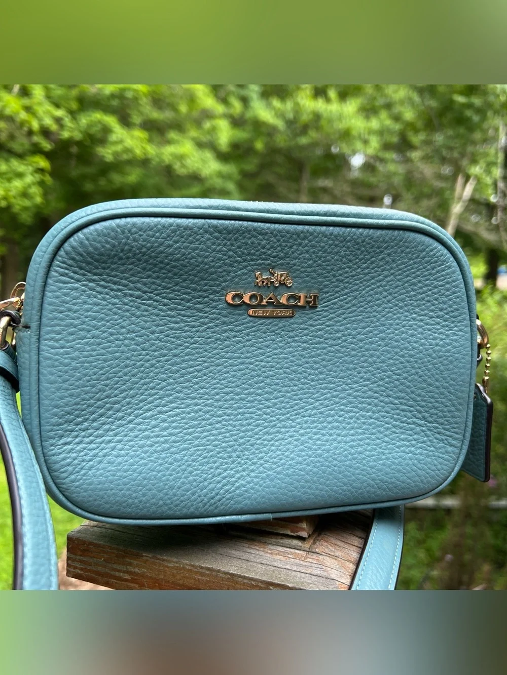 Coach Mini Jamie Camera Bag Marine Teal Pebbled Leather